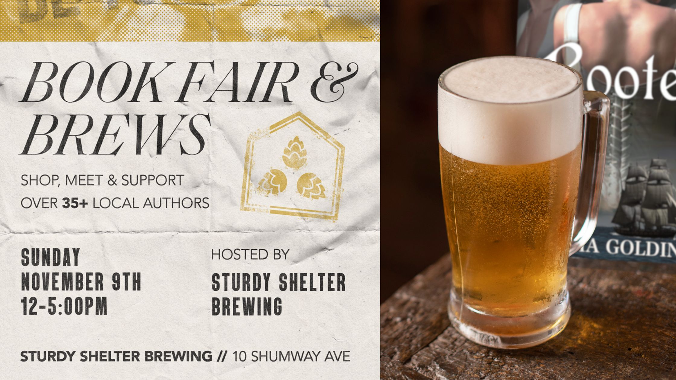 November 9, 2025: Book Fair & Brews at Sturdy Shelter Brewing